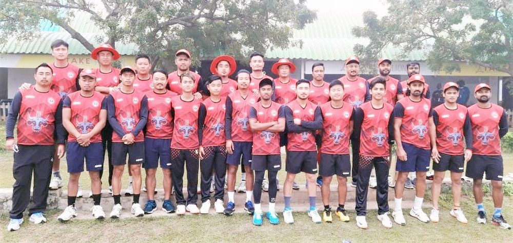 The Nagaland Cricket team pose for lens after defeating Manipur in the fourth round of the Plate group match at the Vijay Hazare Trophy in Chennai on February 27. (Photo Courtesy: NCA)